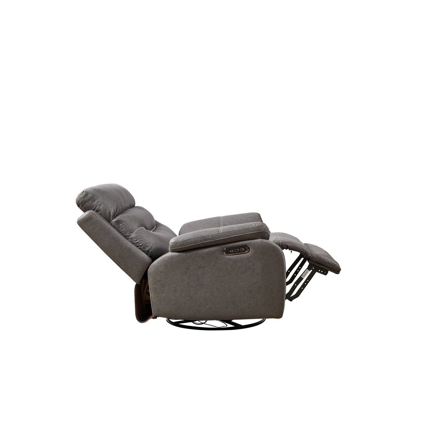 Fauteuil inclinable pivotant à 240° avec double moteur, appui-tête électrique, positions d'inclinaison infinies, ports de charge USB et repose-pieds