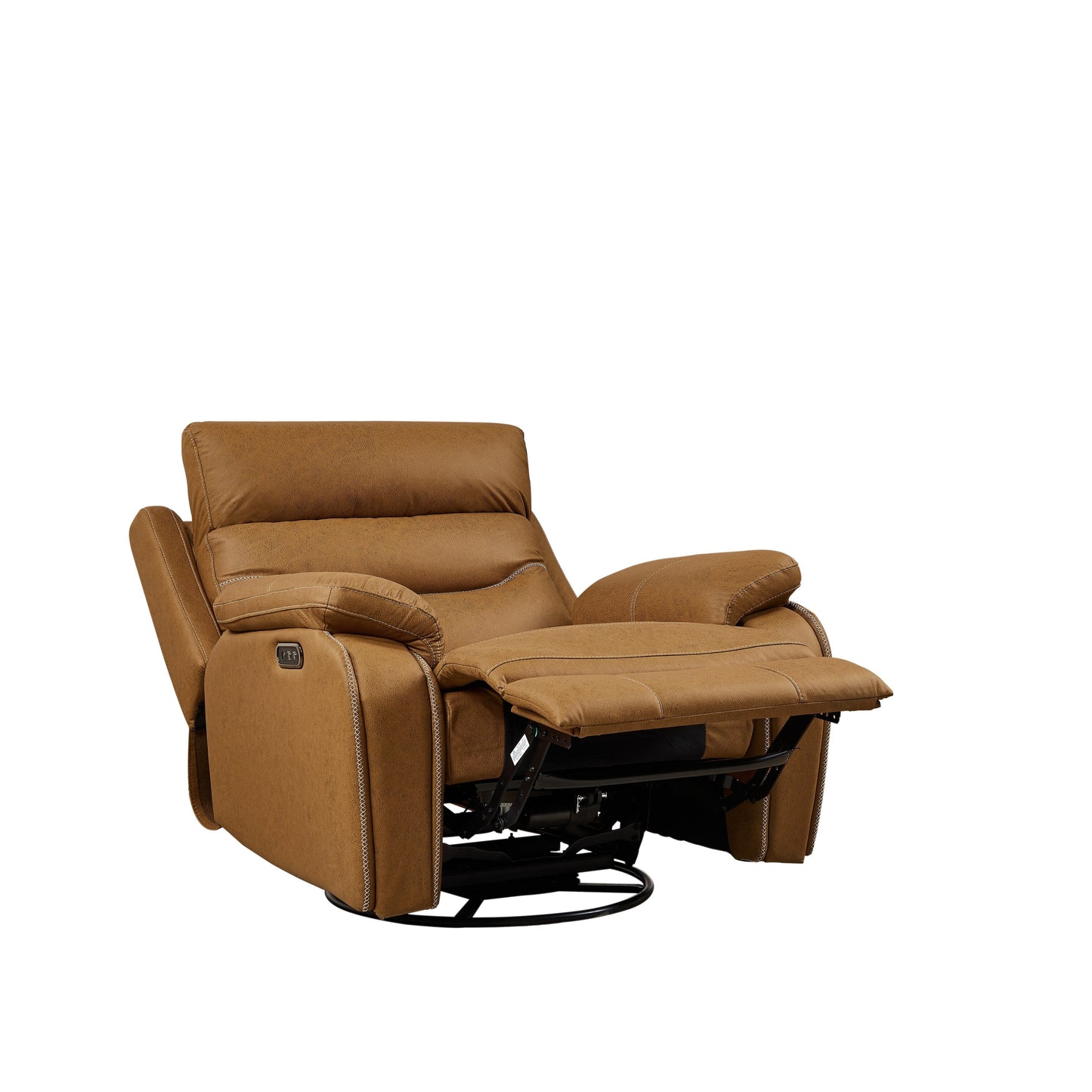 Fauteuil inclinable pivotant à 240° avec double moteur, appui-tête électrique, positions d'inclinaison infinies, ports de charge USB et repose-pieds