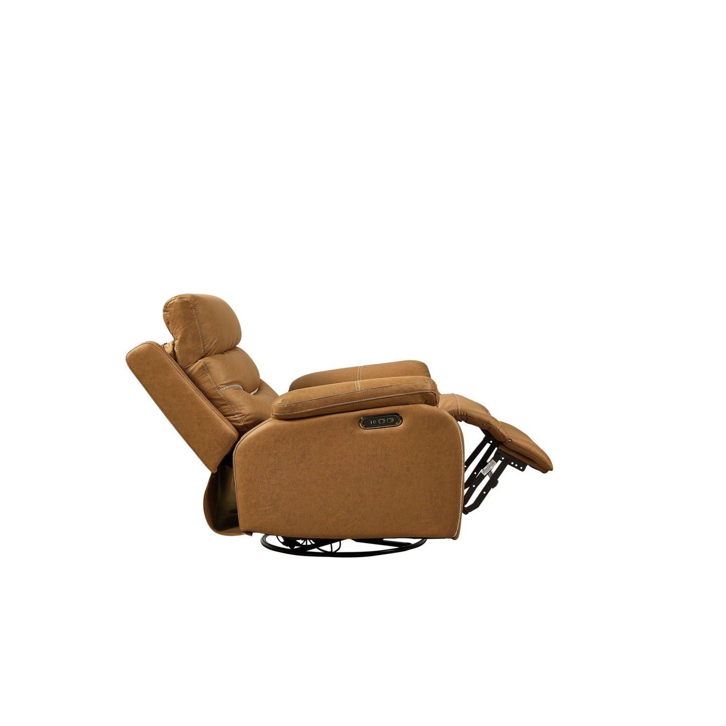 Fauteuil inclinable pivotant à 240° avec double moteur, appui-tête électrique, positions d'inclinaison infinies, ports de charge USB et repose-pieds