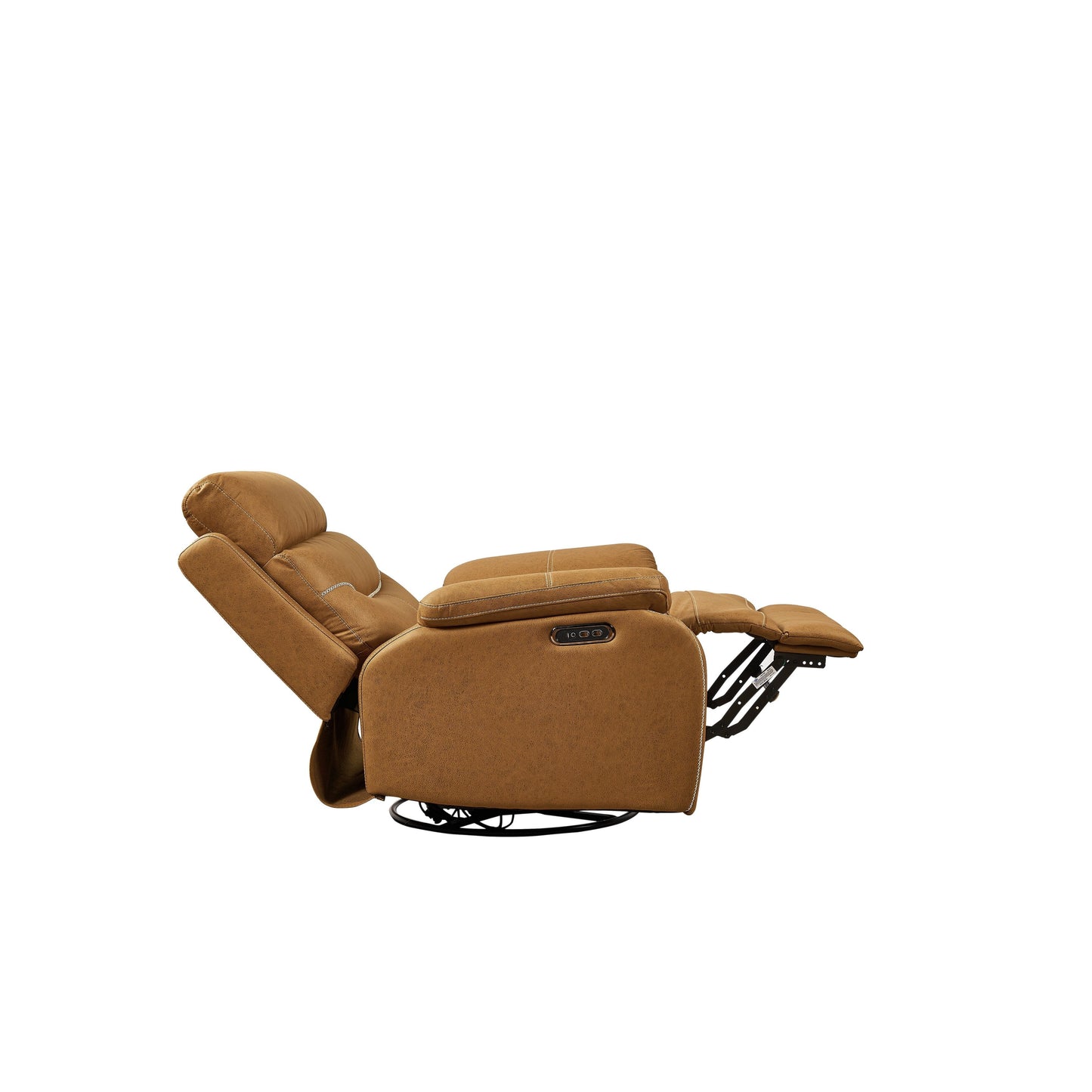 Fauteuil inclinable pivotant à 240° avec double moteur, appui-tête électrique, positions d'inclinaison infinies, ports de charge USB et repose-pieds