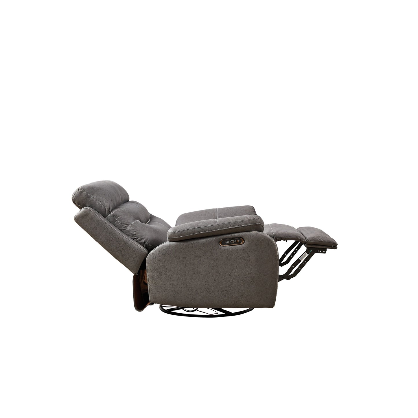 Fauteuil inclinable pivotant à 240° avec double moteur, appui-tête électrique, positions d'inclinaison infinies, ports de charge USB et repose-pieds