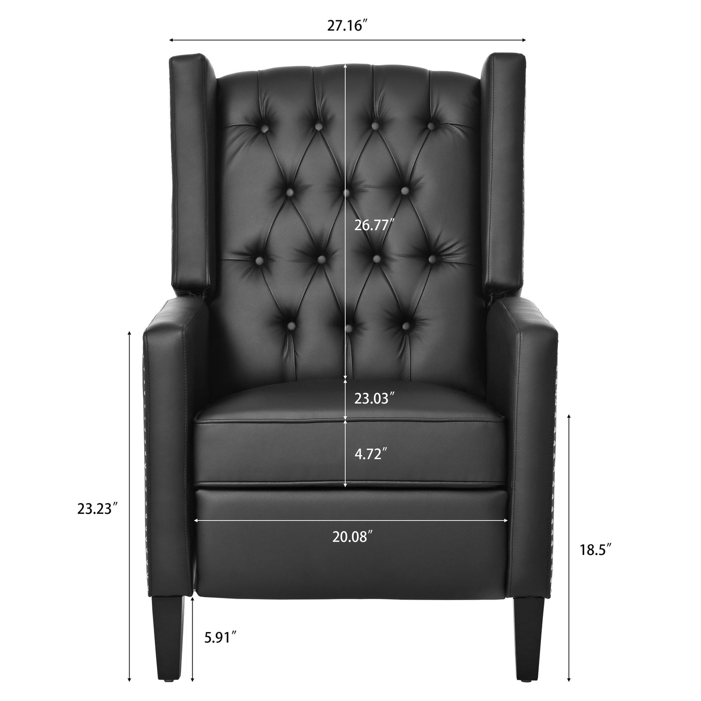 Fauteuil inclinable manuel en tissu large de 27,16 pouces