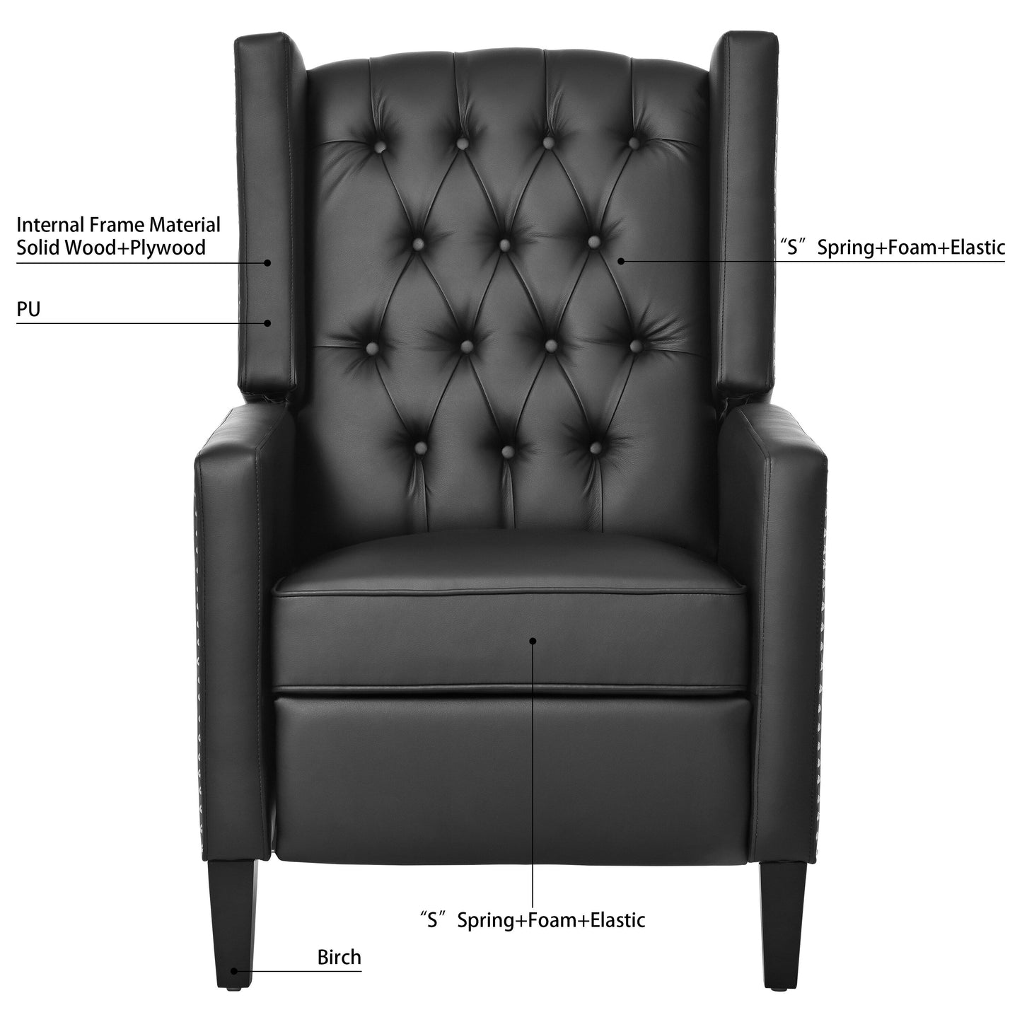 Fauteuil inclinable manuel en tissu large de 27,16 pouces