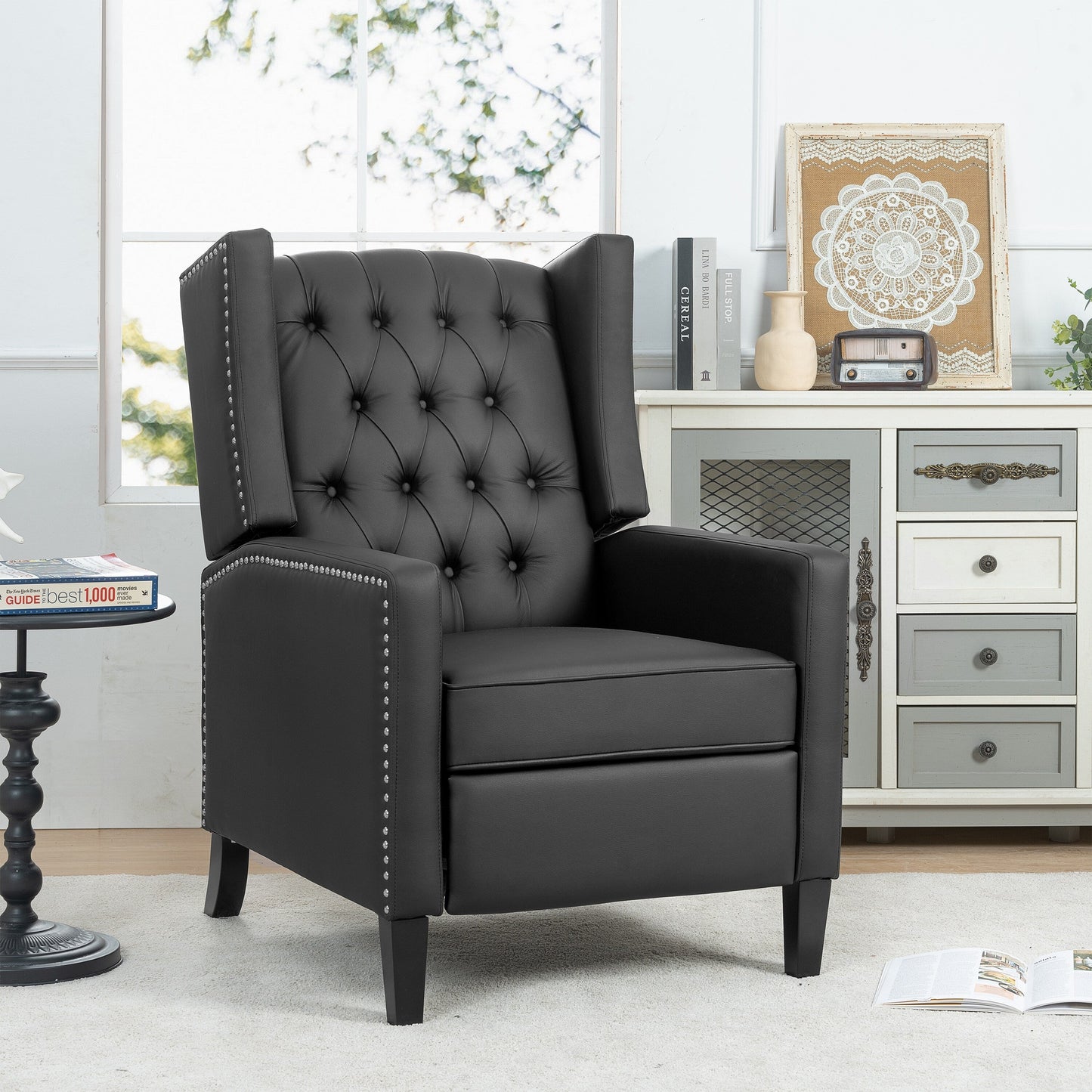 Fauteuil inclinable manuel en tissu large de 27,16 pouces