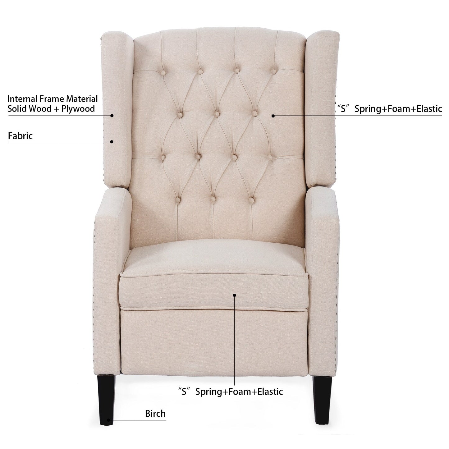 Fauteuil inclinable manuel large de 27,16 pouces