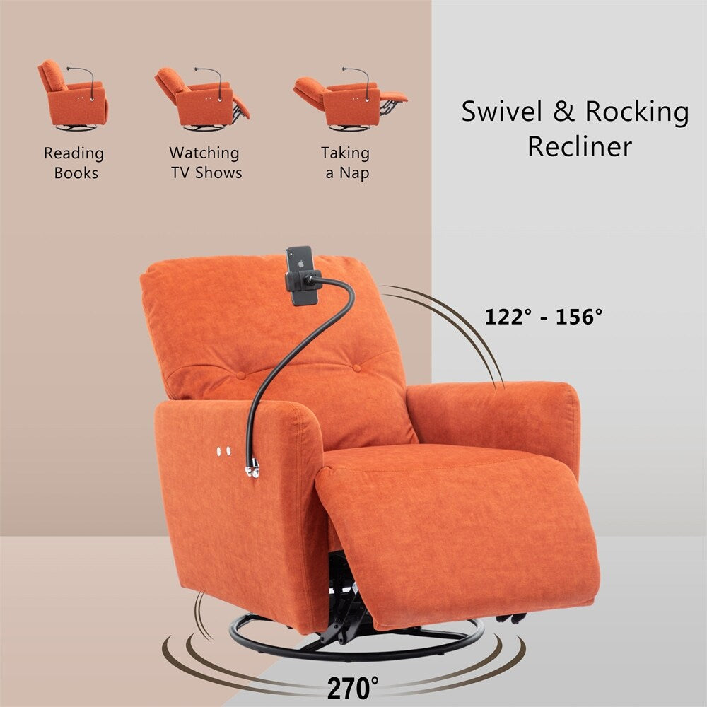 Fauteuil inclinable électrique pivotant à 270 degrés avec support pour téléphone