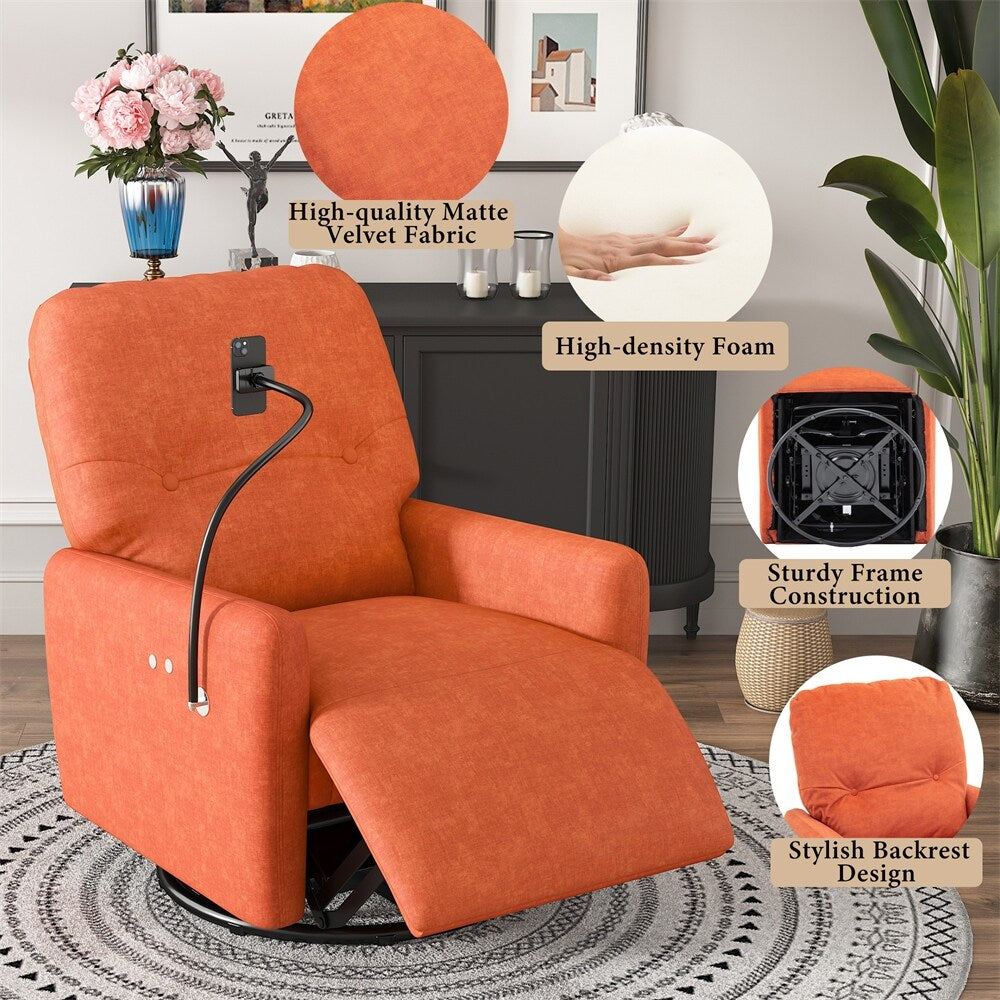 Fauteuil inclinable électrique pivotant à 270 degrés avec support pour téléphone