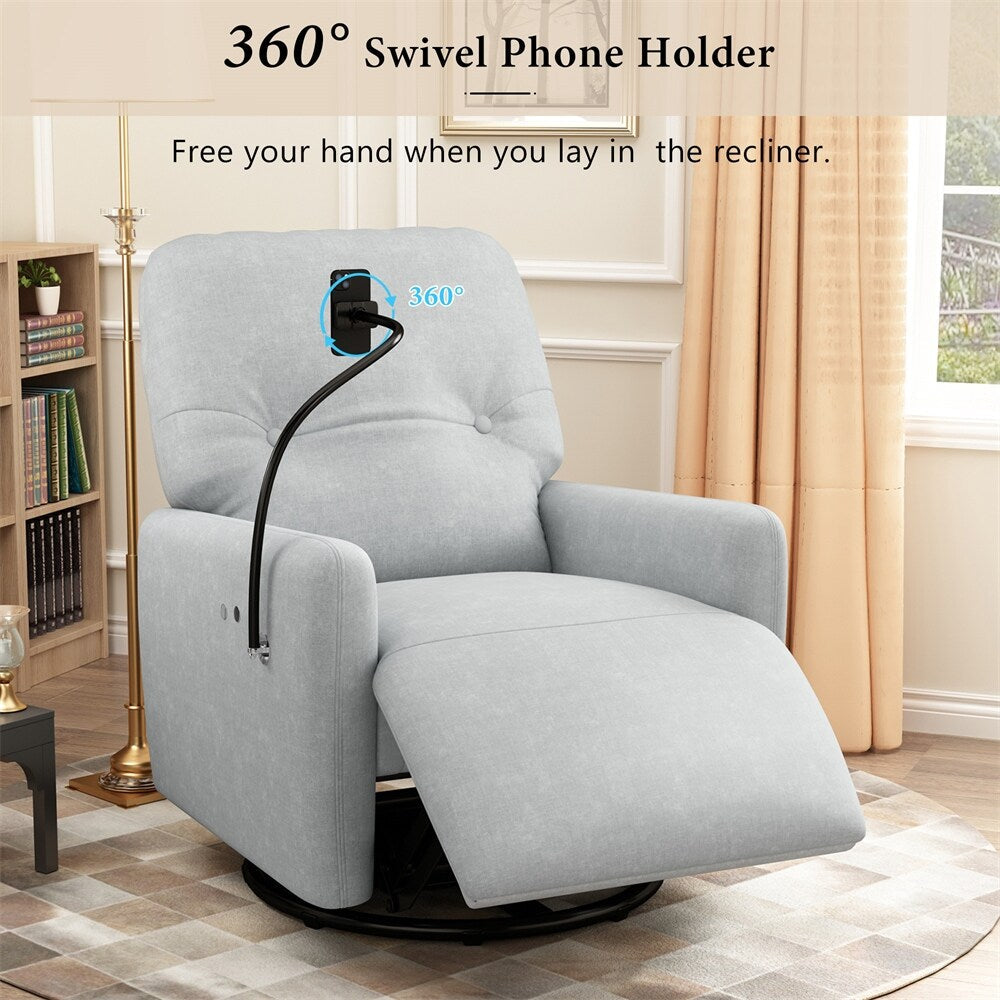 Fauteuil inclinable électrique pivotant à 270 degrés avec support pour téléphone