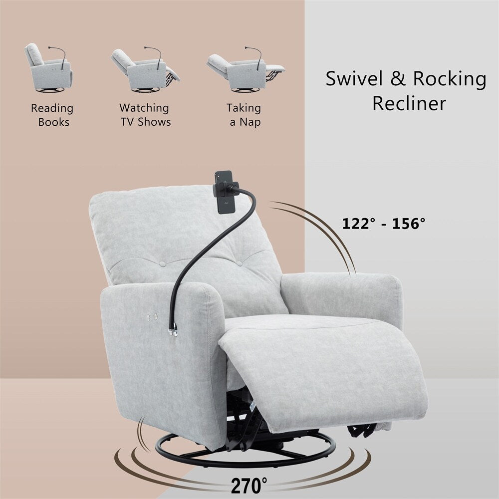 Fauteuil inclinable électrique pivotant à 270 degrés avec support pour téléphone