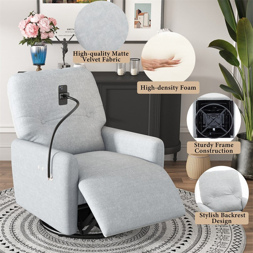 Fauteuil inclinable électrique pivotant à 270 degrés avec support pour téléphone