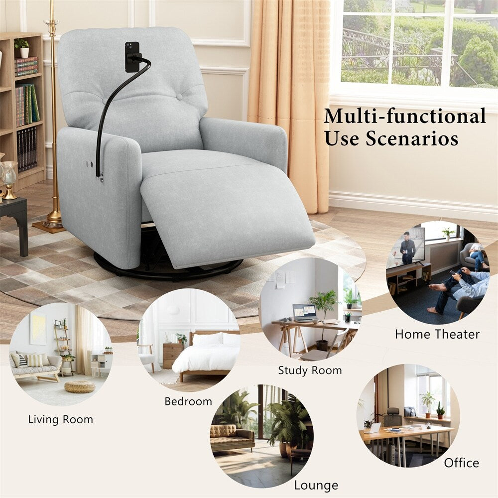 Fauteuil inclinable électrique pivotant à 270 degrés avec support pour téléphone
