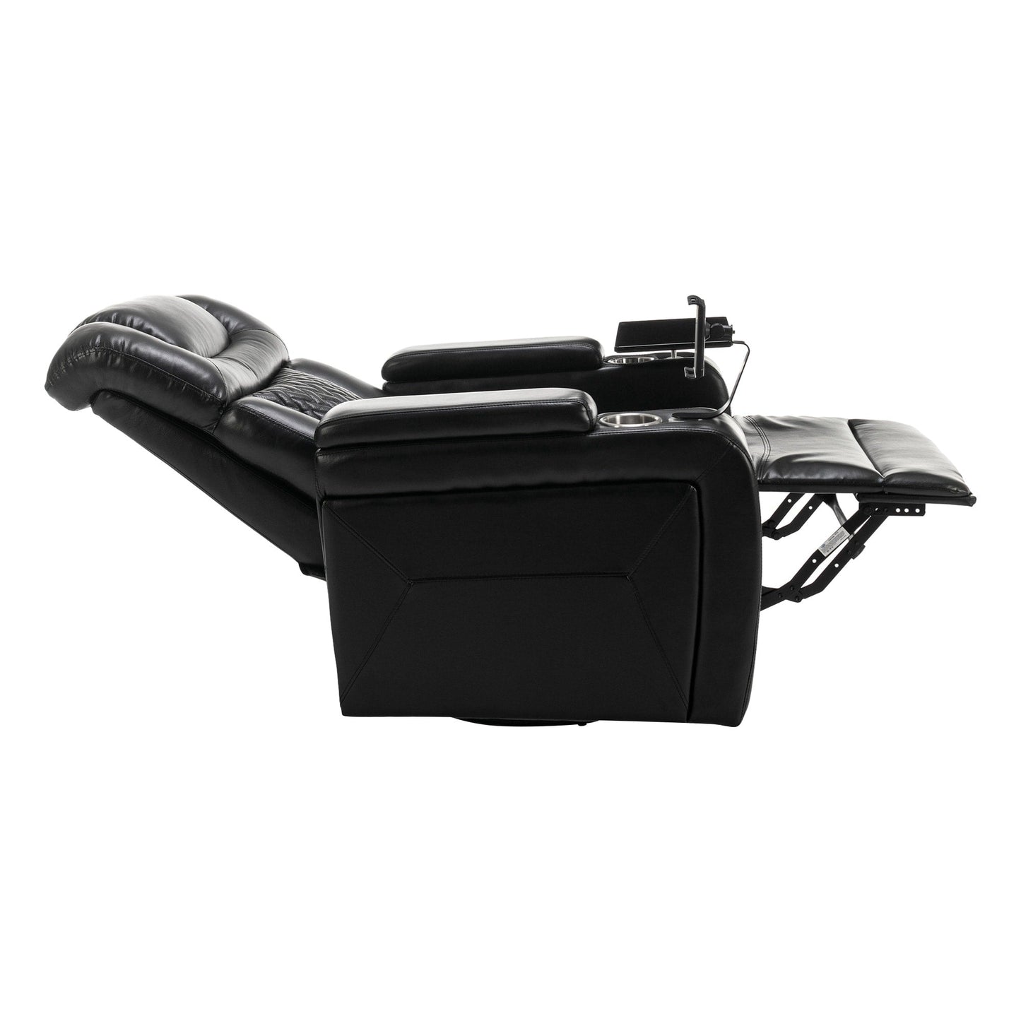 Fauteuil inclinable électrique pivotant à 270 degrés en cuir PU, siège individuel, fauteuil inclinable pour home cinéma avec dossier confortable et plateau
