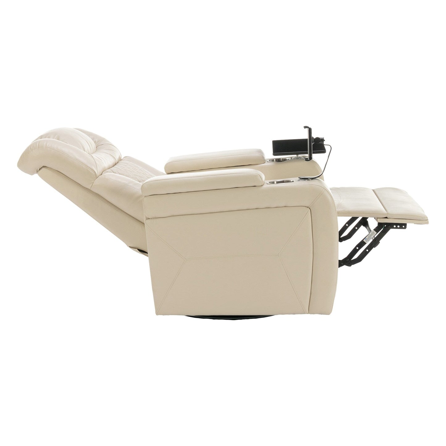 Fauteuil inclinable électrique pivotant à 270 degrés en cuir PU, siège individuel, fauteuil inclinable pour home cinéma avec dossier confortable et plateau