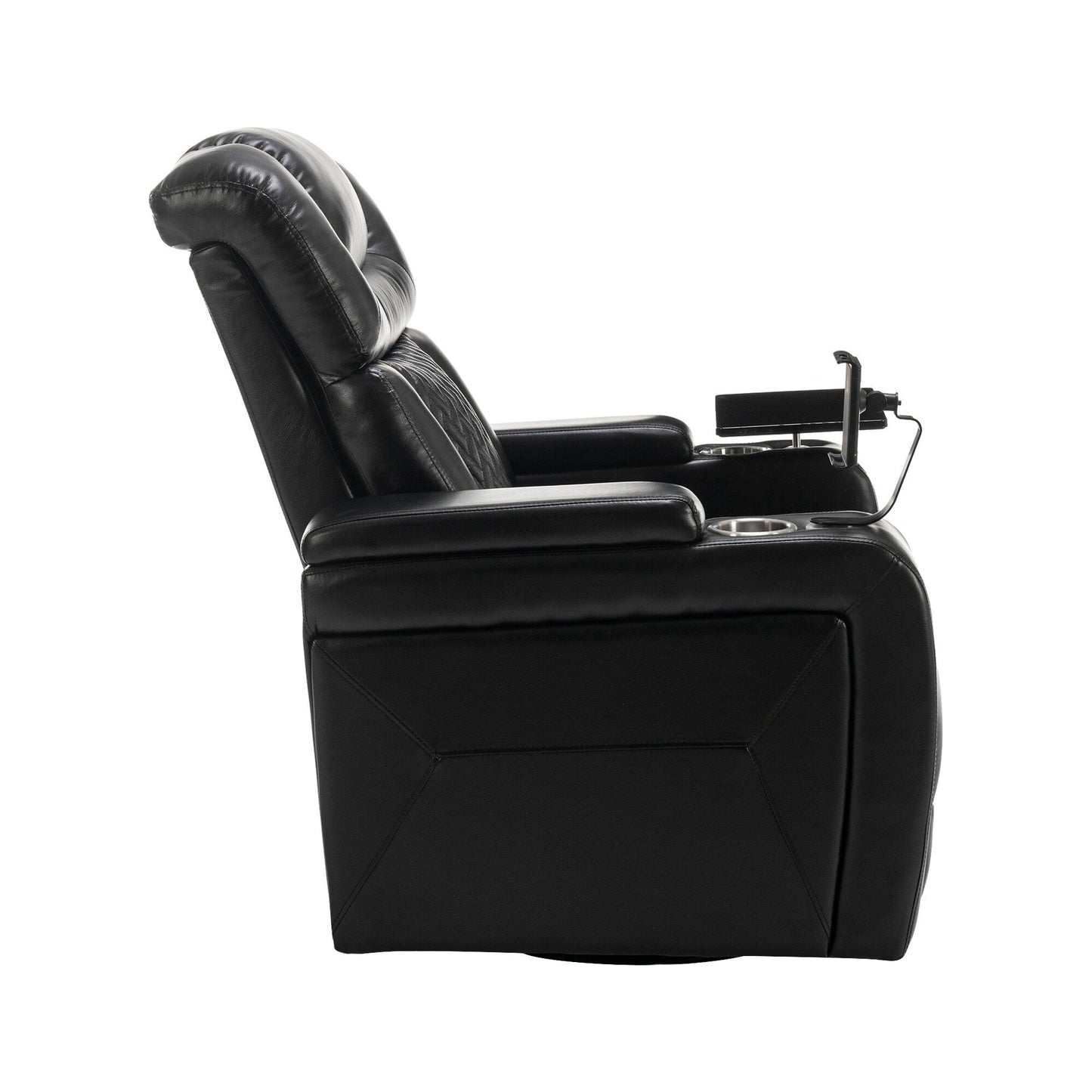 Fauteuil inclinable électrique pivotant à 270 degrés en cuir PU, siège individuel, fauteuil inclinable pour home cinéma avec dossier confortable et plateau