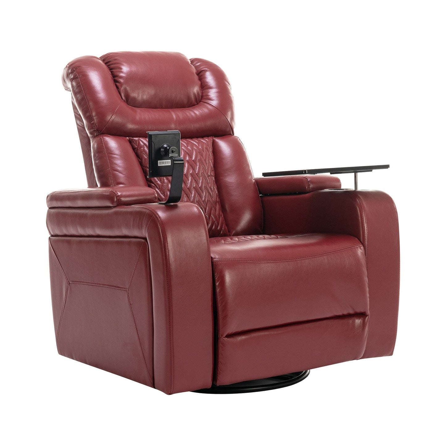 Fauteuil inclinable électrique pivotant à 270 degrés en cuir PU, siège individuel, fauteuil inclinable pour home cinéma avec dossier confortable et plateau