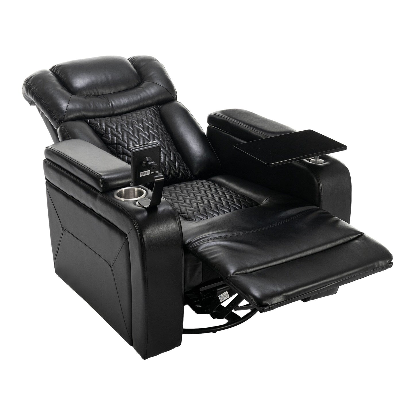 Fauteuil inclinable électrique pivotant à 270 degrés en cuir PU, siège individuel, fauteuil inclinable pour home cinéma avec dossier confortable et plateau