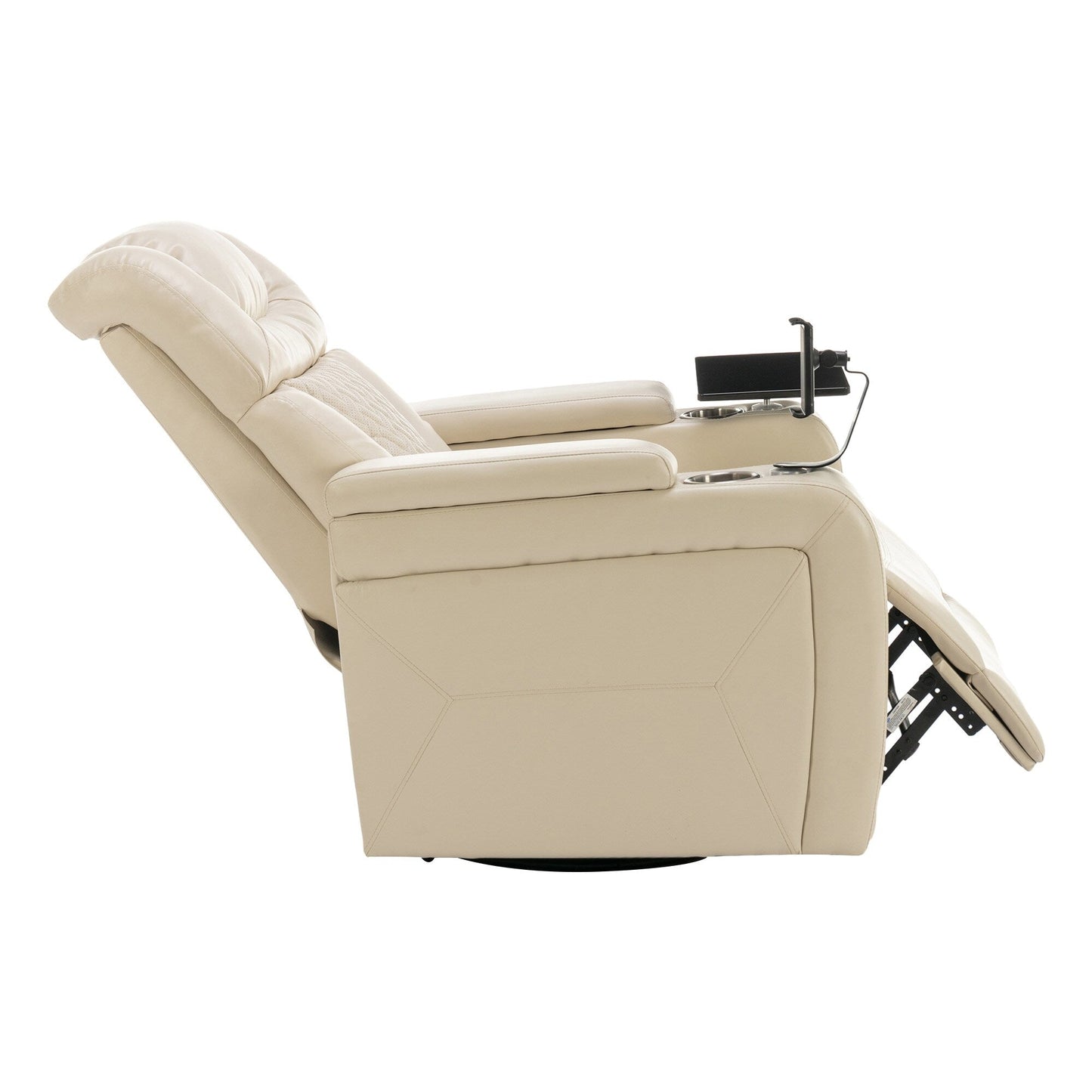 Fauteuil inclinable électrique pivotant à 270 degrés en cuir PU, siège individuel, fauteuil inclinable pour home cinéma avec dossier confortable et plateau