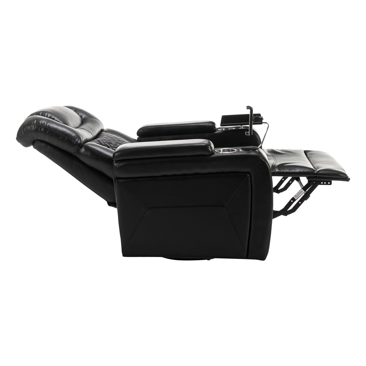 Fauteuil inclinable électrique pivotant à 270 degrés pour home cinéma avec plateau, support pour téléphone, porte-gobelet et port USB