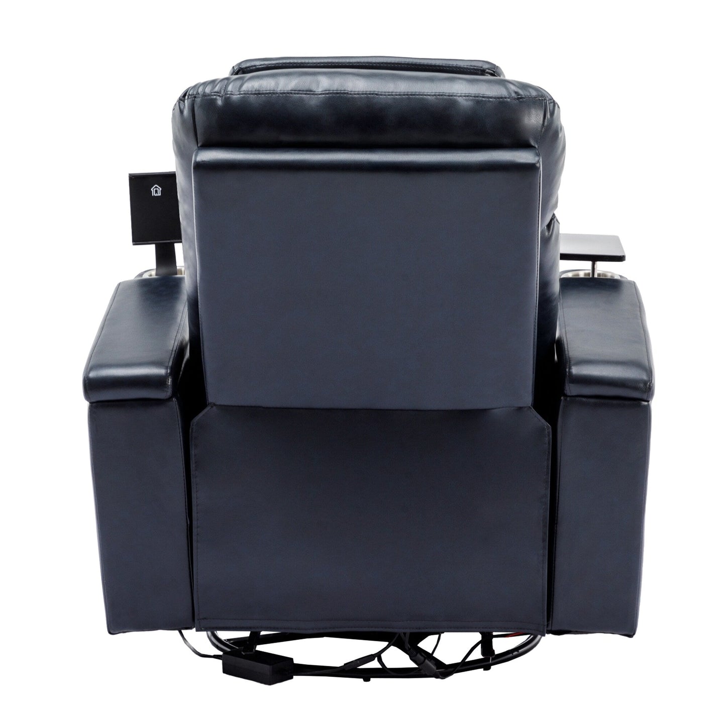 Fauteuil inclinable pivotant à 270°, siège home cinéma avec rangement dissimulé pour les accoudoirs, bande lumineuse LED et porte-gobelet