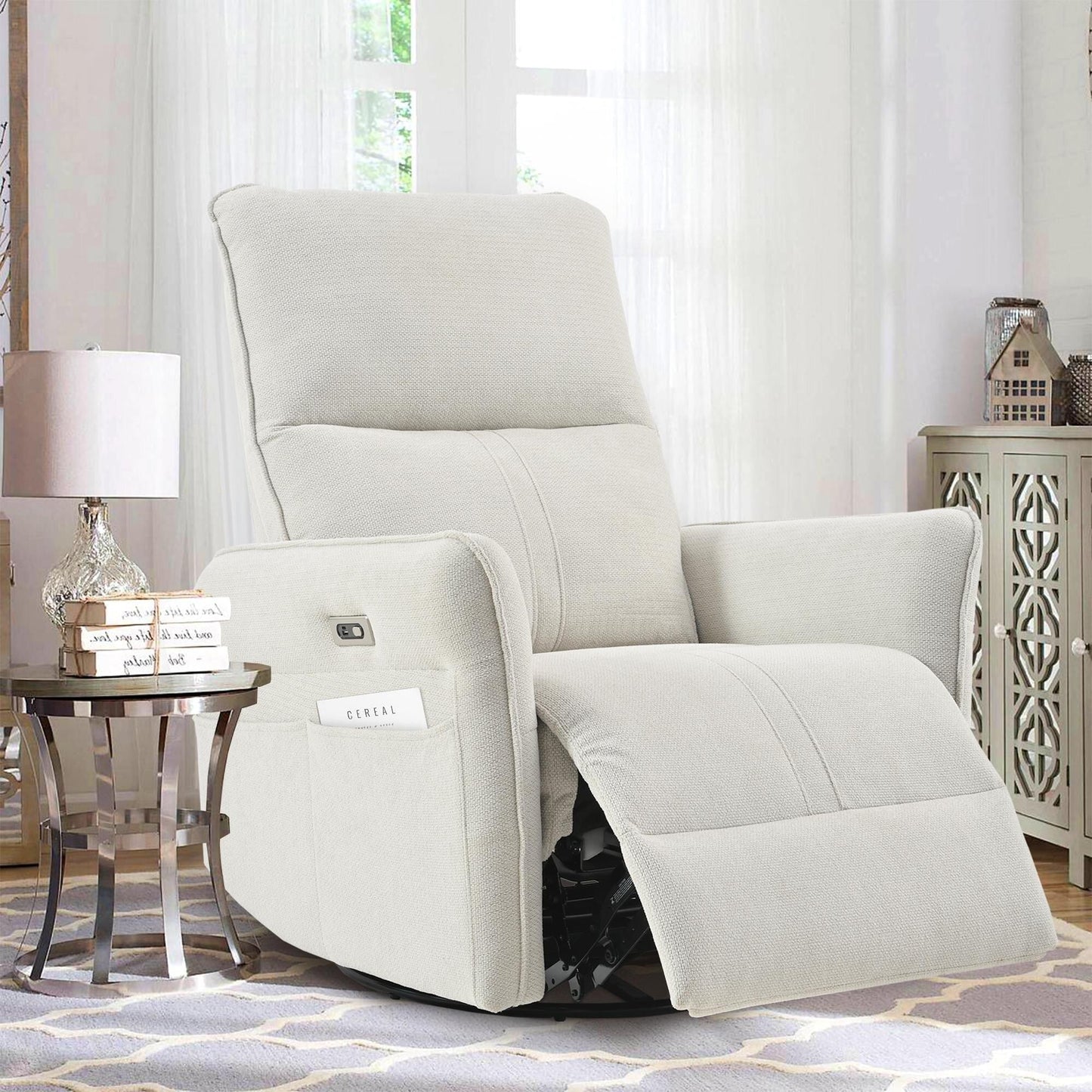 Fauteuil inclinable pivotant à 270° pour adultes, fauteuil inclinable pivotant à bascule, fauteuil inclinable électrique pour petits espaces