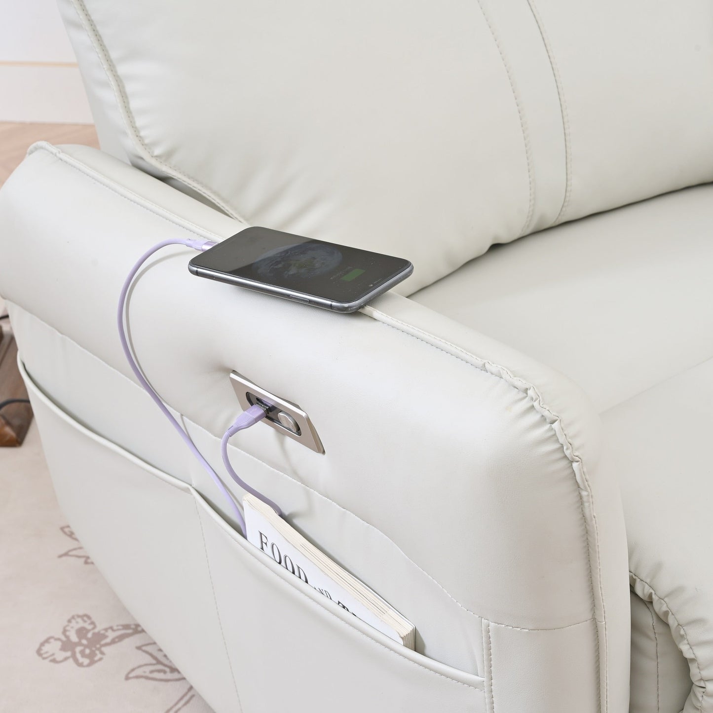 Fauteuil inclinable pivotant à 270°, canapé inclinable électrique avec ports USB
