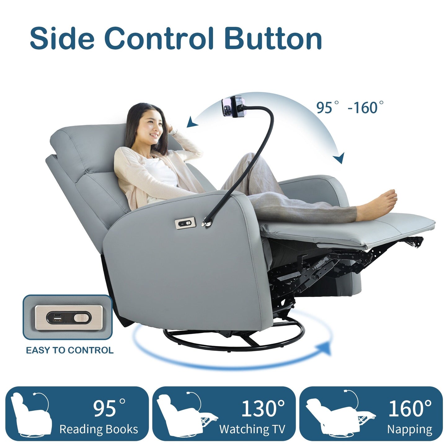 Fauteuil inclinable à bascule pivotant à 270°