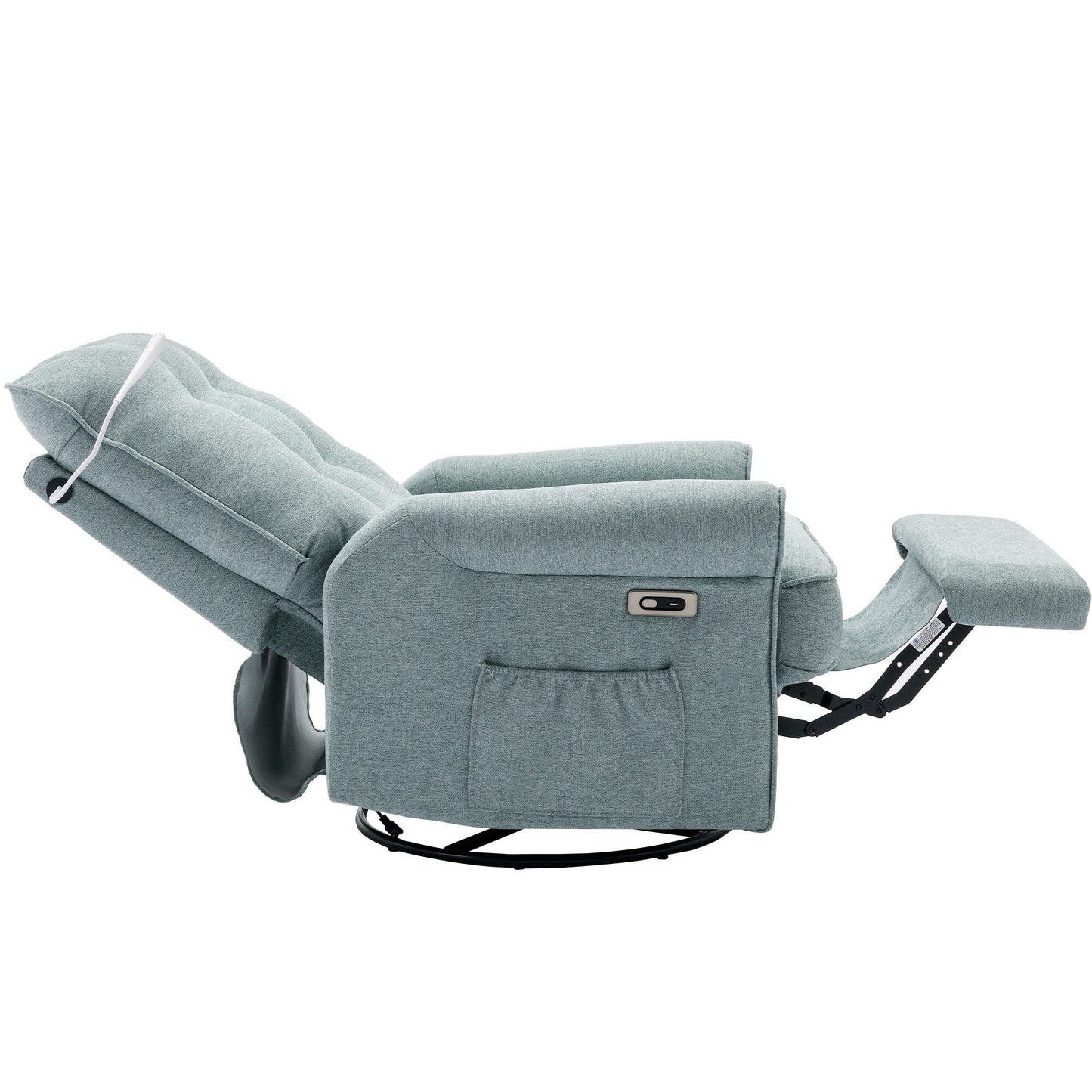 Fauteuil inclinable pivotant à 270° avec ports USB, lampe tactile, poche de rangement latérale et base à bascule