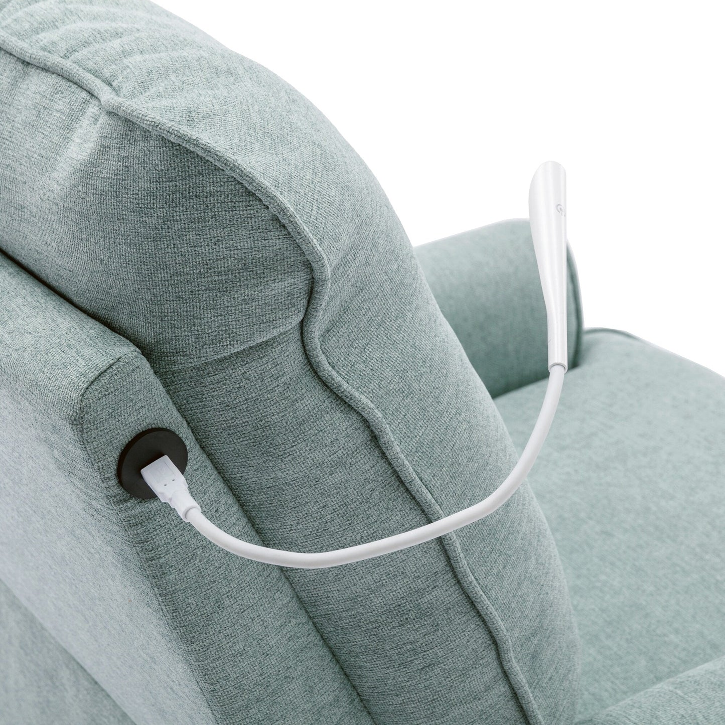 Fauteuil inclinable pivotant à 270° avec ports USB, lampe tactile, poche de rangement latérale et base à bascule
