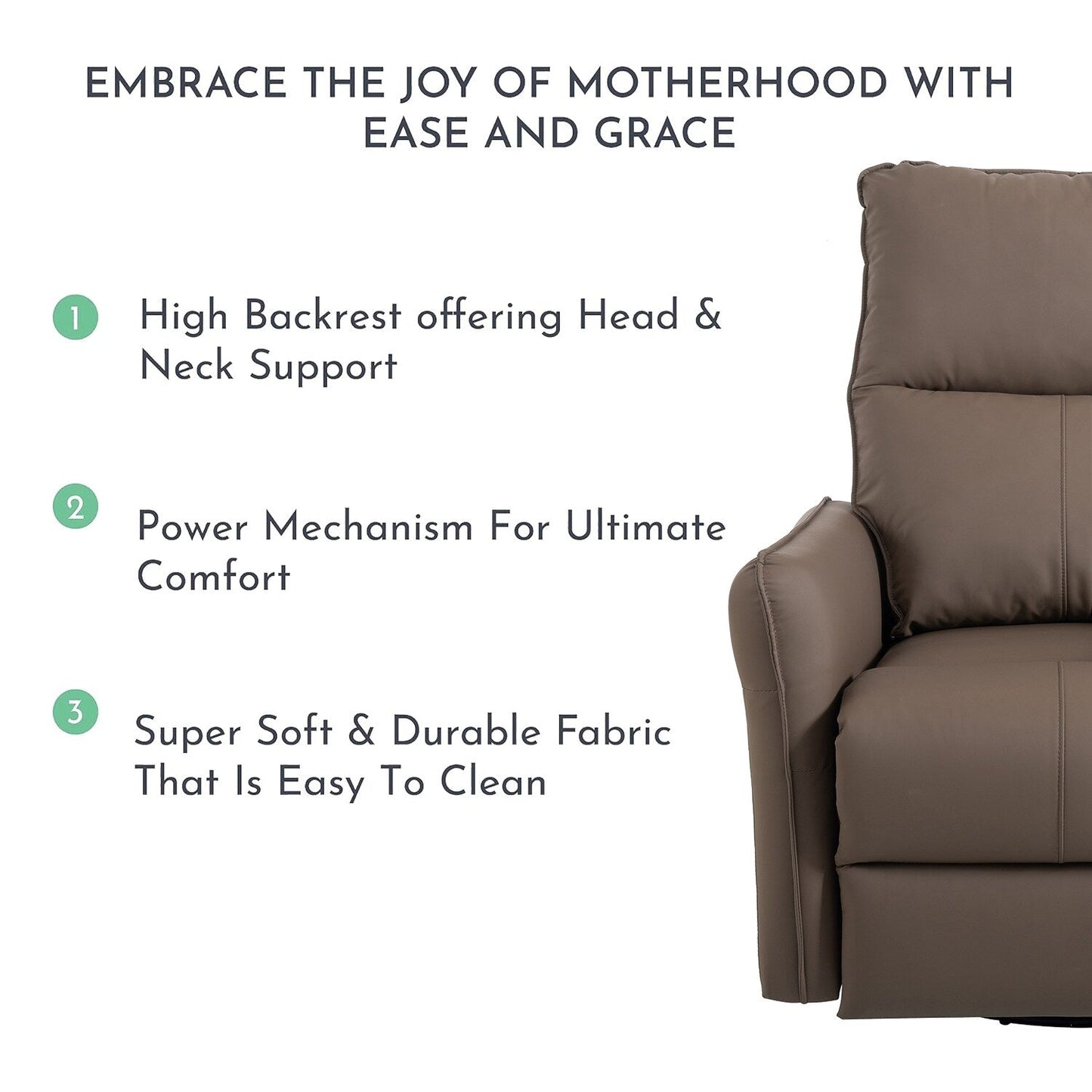 Fauteuil inclinable électrique pivotant à 270° avec ports USB