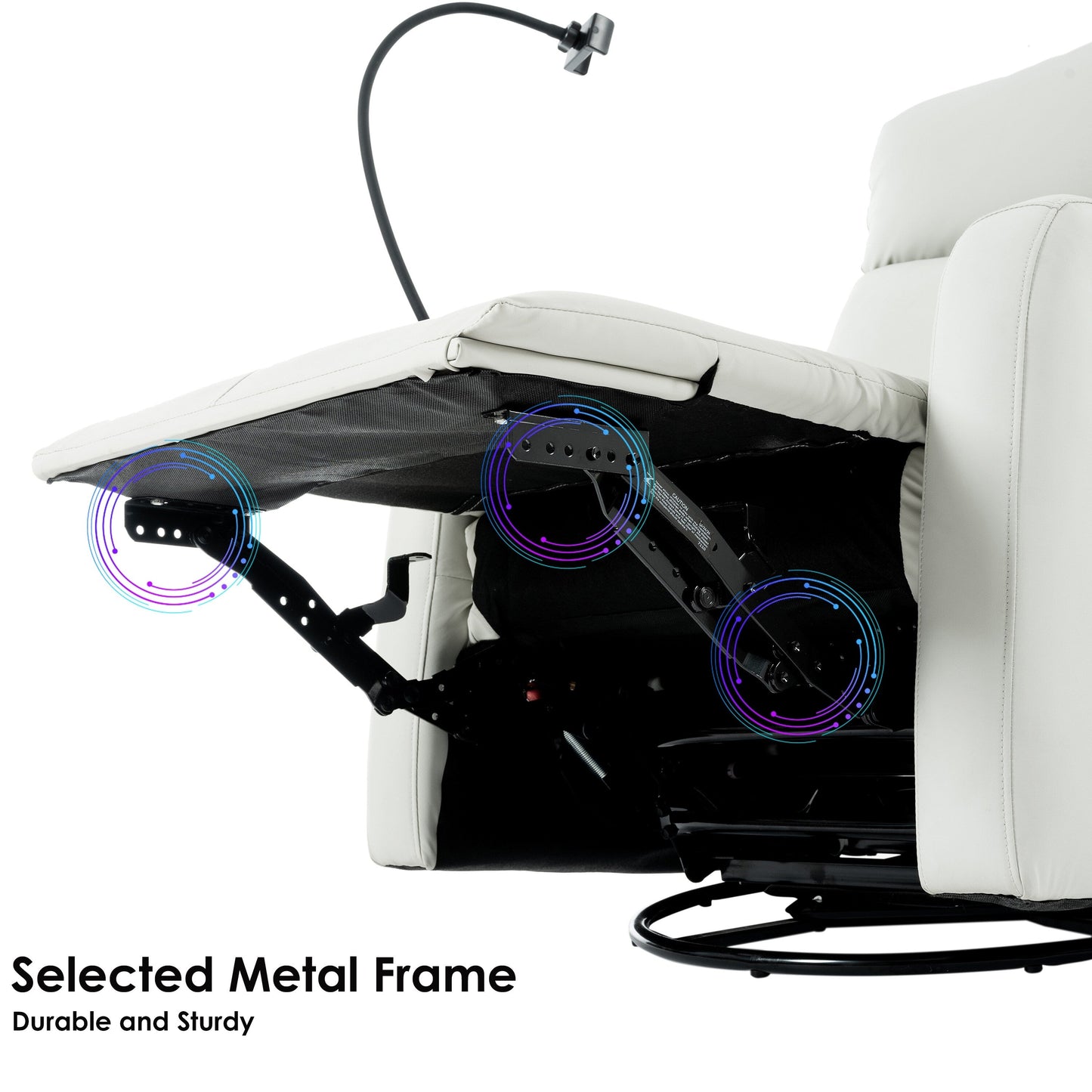 Fauteuil inclinable pivotant à 270° avec ports USB, inclinaison électrique et confort rembourré pour une détente ultime