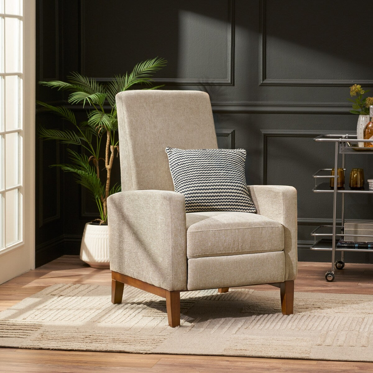 Canapé inclinable classique en bois de 27 po, fauteuil club manuel, rembourré, meuble de salon