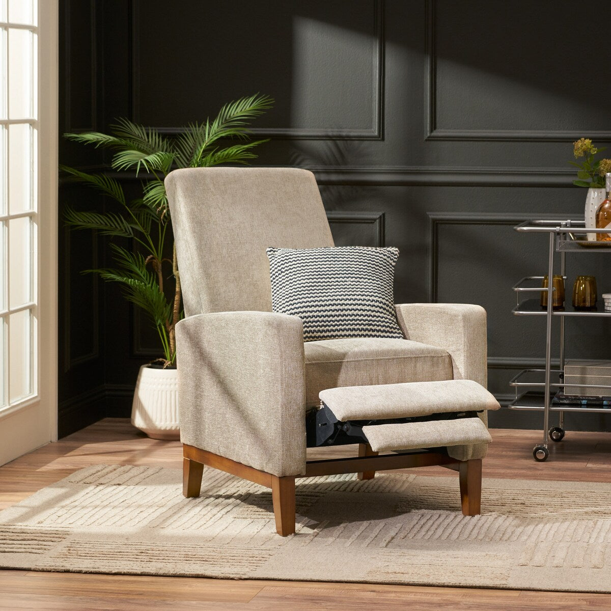 Canapé inclinable classique en bois de 27 po, fauteuil club manuel, rembourré, meuble de salon