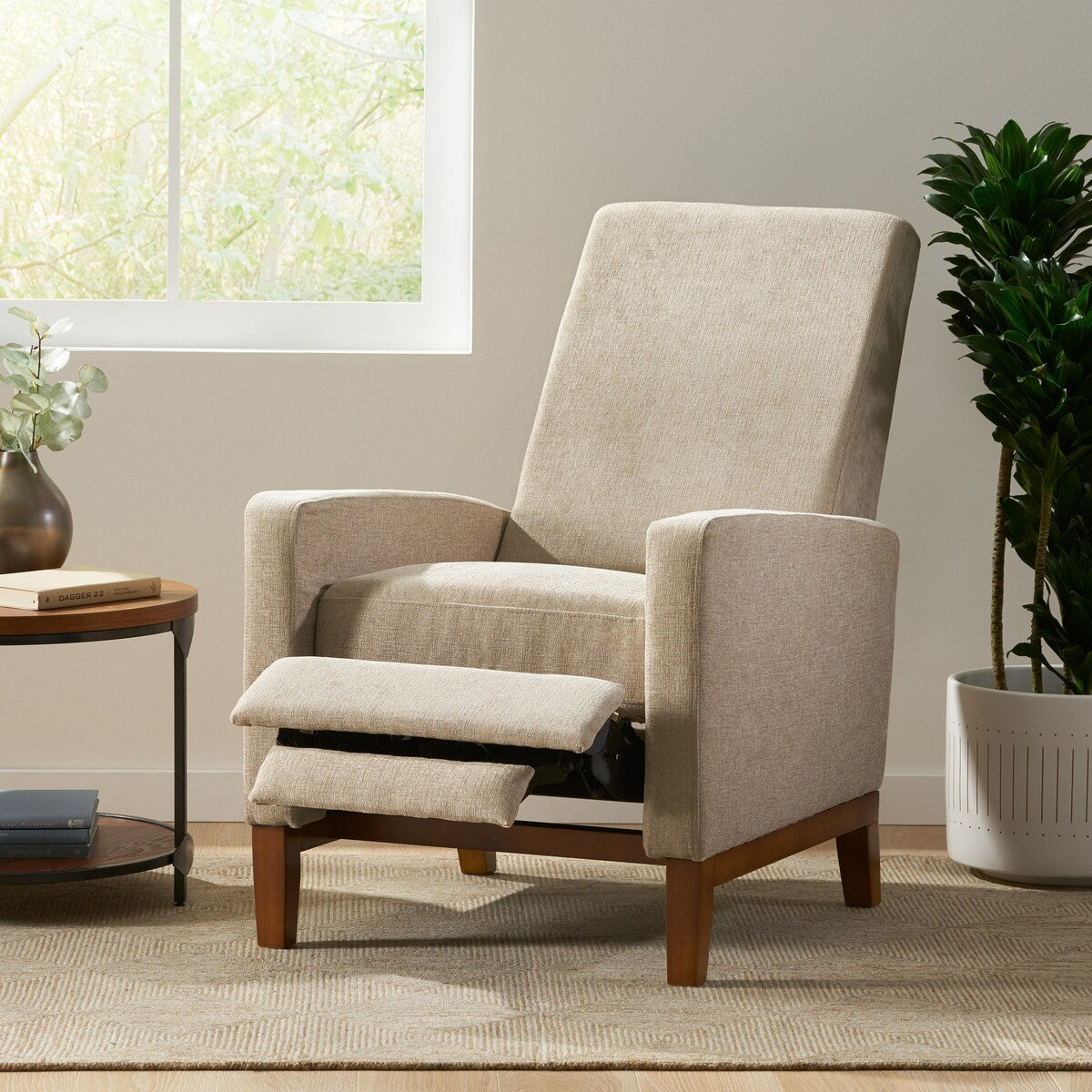 Canapé inclinable classique en bois de 27 po, fauteuil club manuel, rembourré, meuble de salon