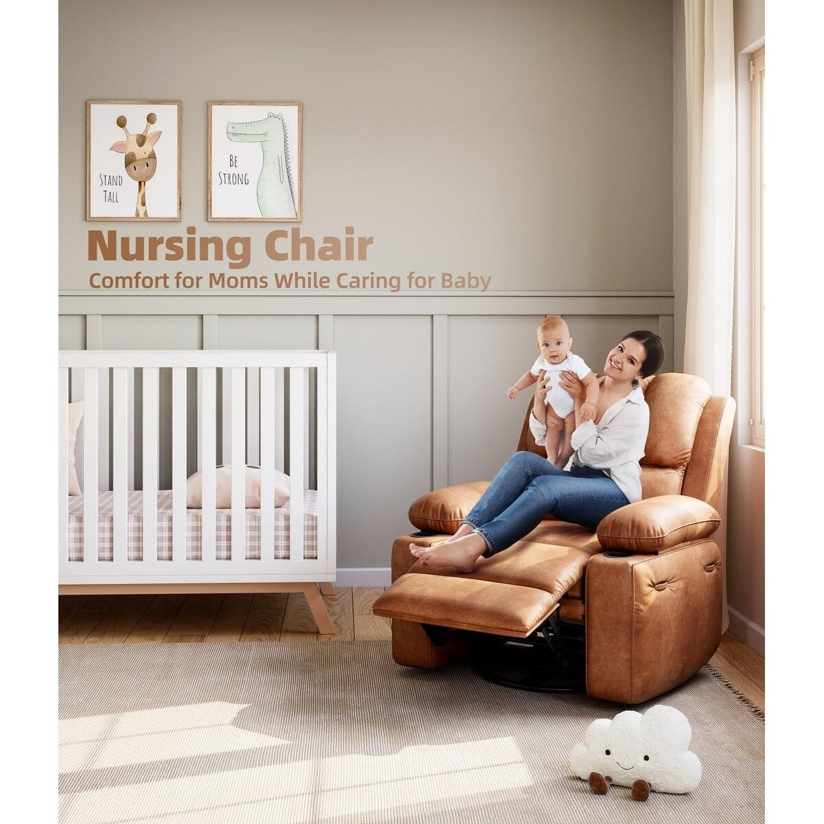 Fauteuils inclinables pivotants surdimensionnés de 27 pouces à 360° avec chauffage et massage