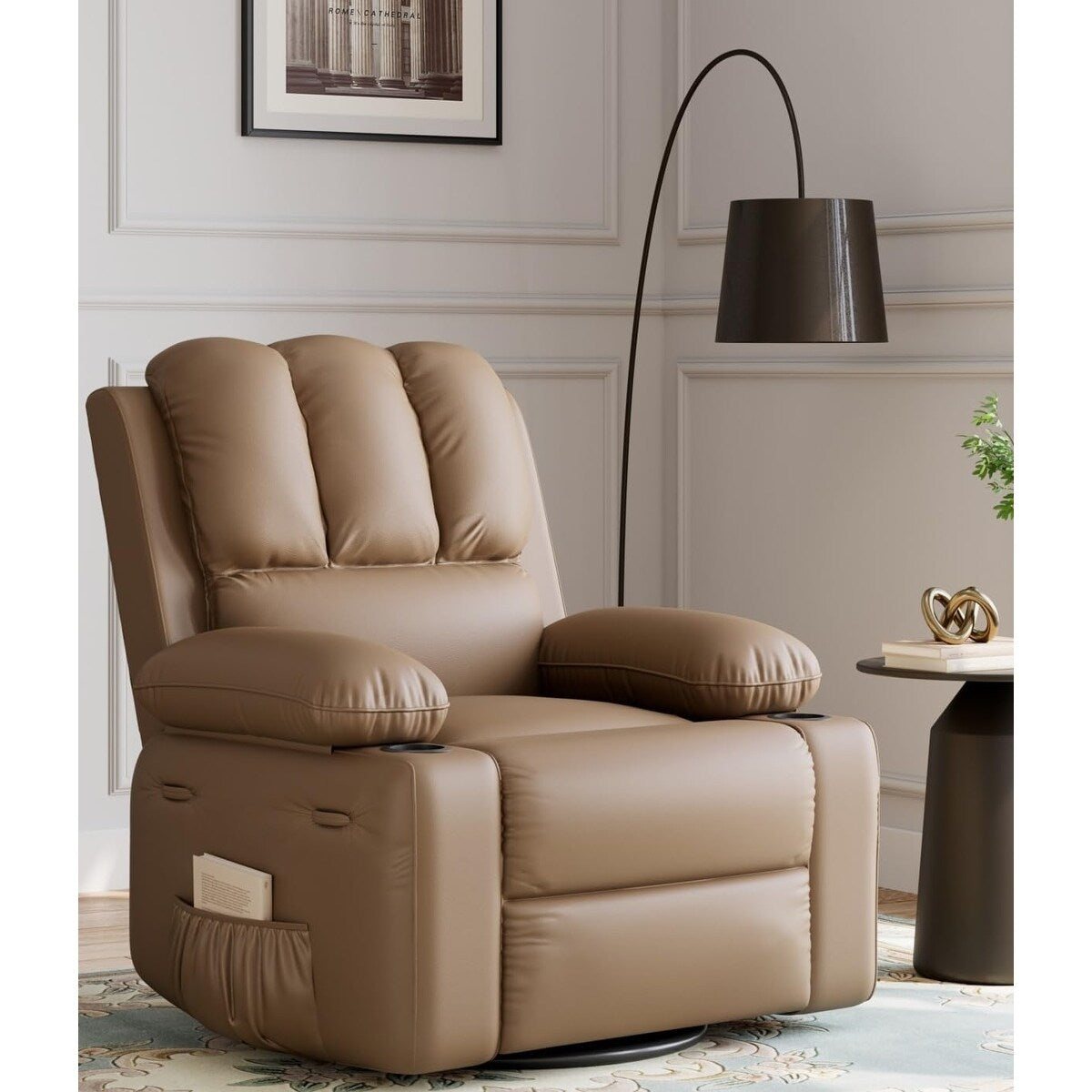 Fauteuils inclinables pivotants surdimensionnés de 27 pouces à 360° avec chauffage et massage