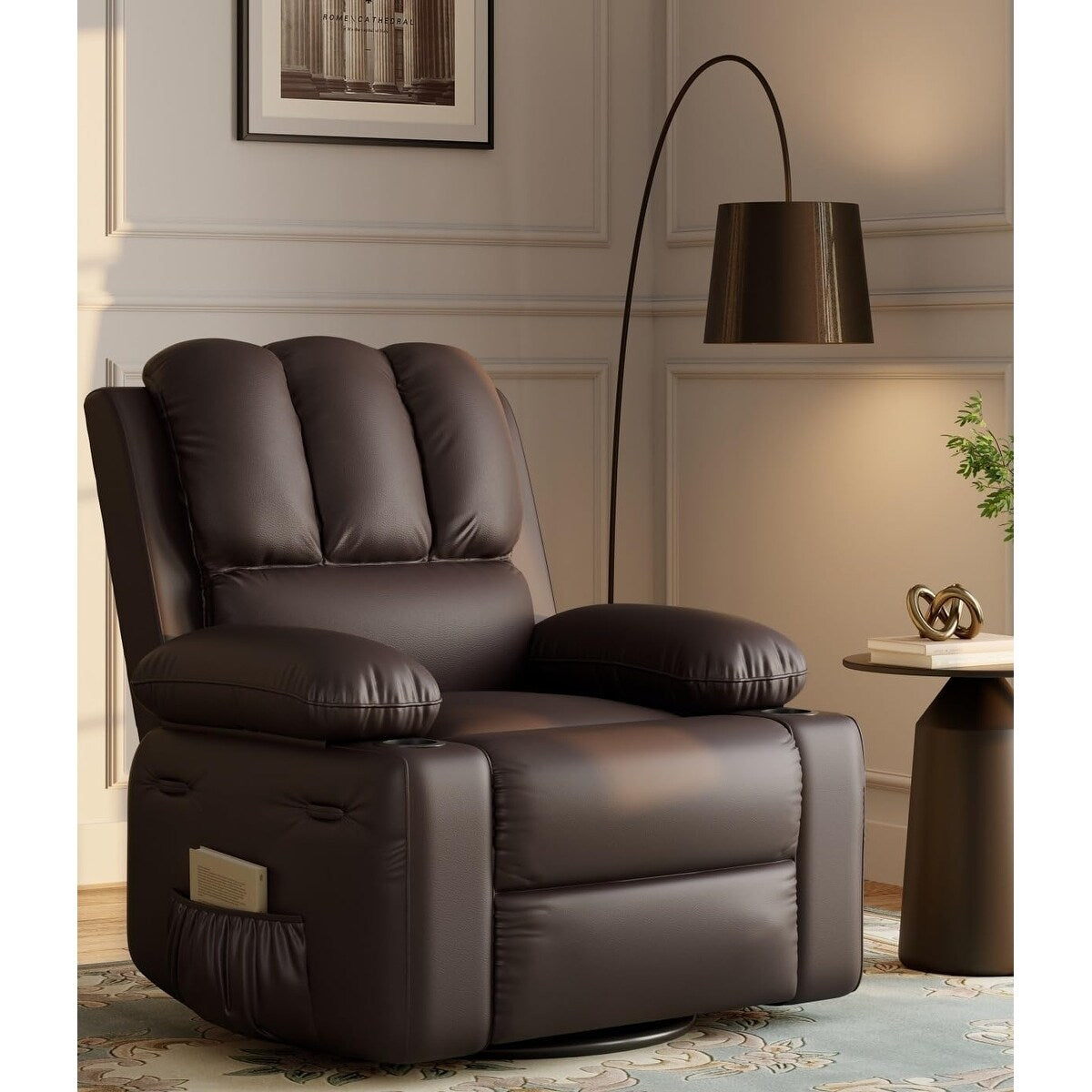 Fauteuils inclinables pivotants surdimensionnés de 27 pouces à 360° avec chauffage et massage