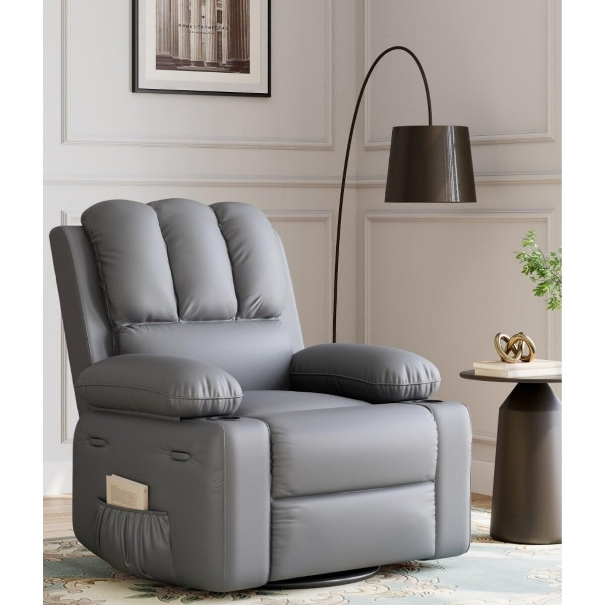 Fauteuils inclinables pivotants surdimensionnés de 27 pouces à 360° avec chauffage et massage