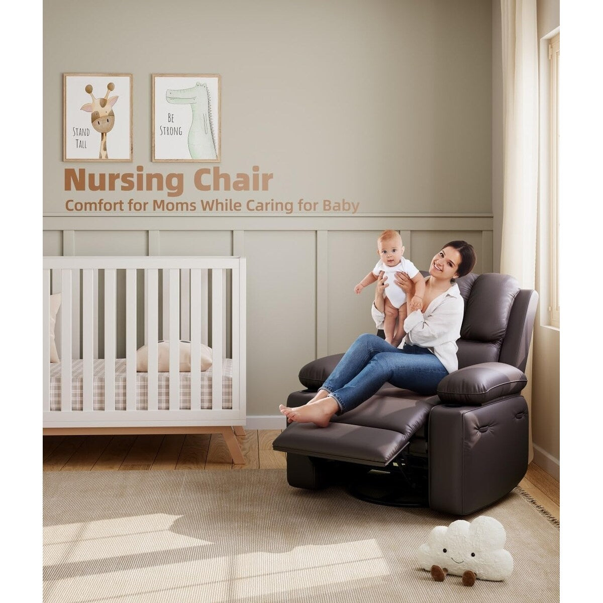 Fauteuils inclinables pivotants surdimensionnés de 27 pouces à 360° avec chauffage et massage