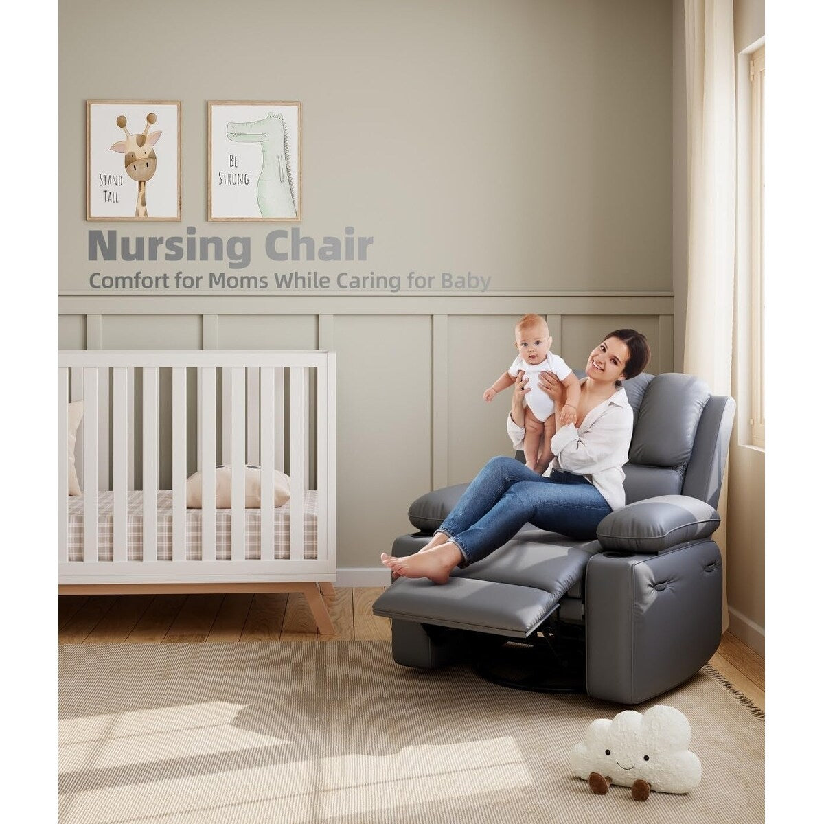 Fauteuils inclinables pivotants surdimensionnés de 27 pouces à 360° avec chauffage et massage
