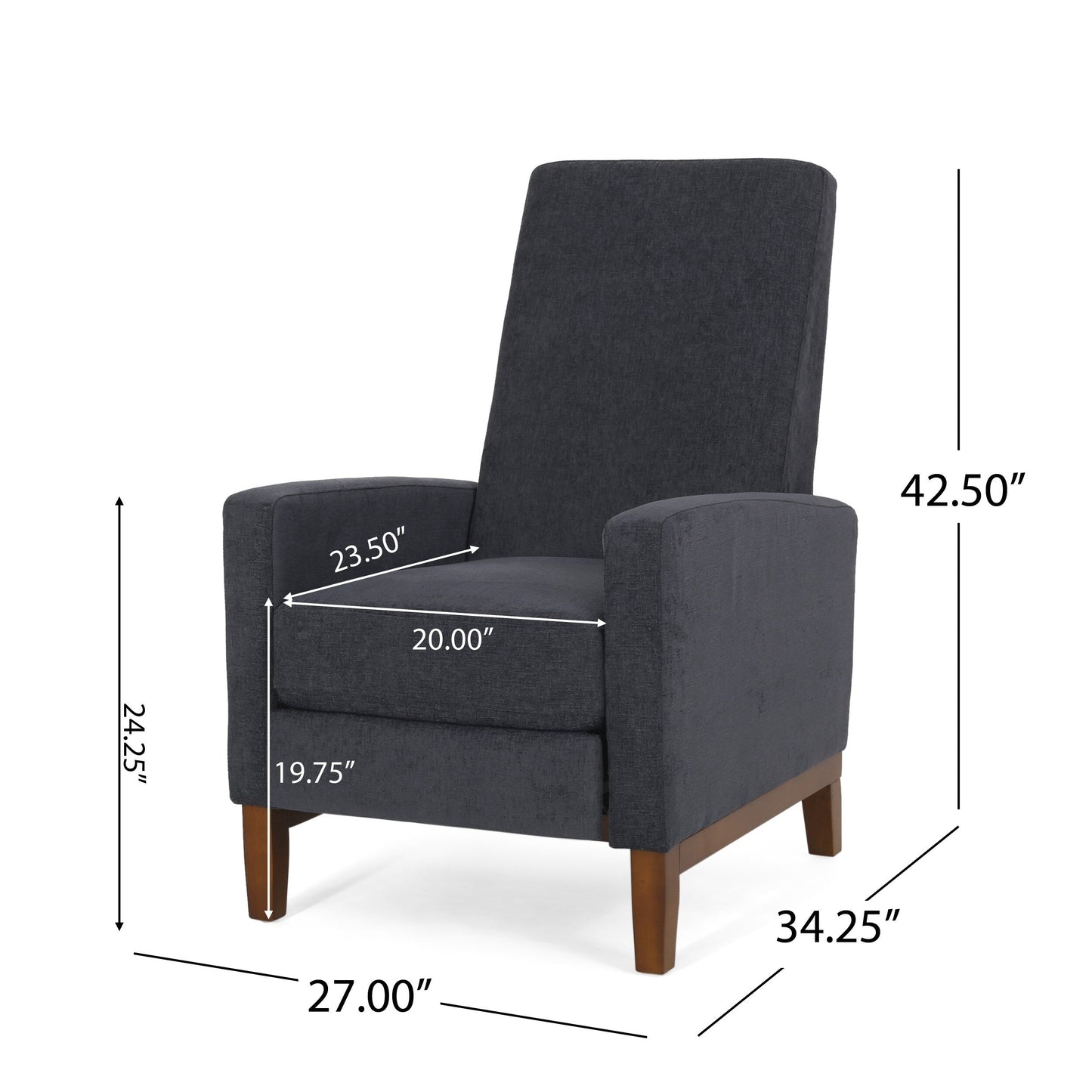 Fauteuil inclinable manuel en bois de 27 po de large