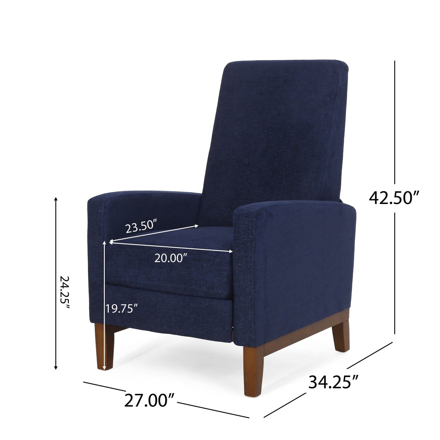 Fauteuil inclinable manuel en bois de 27 po de large