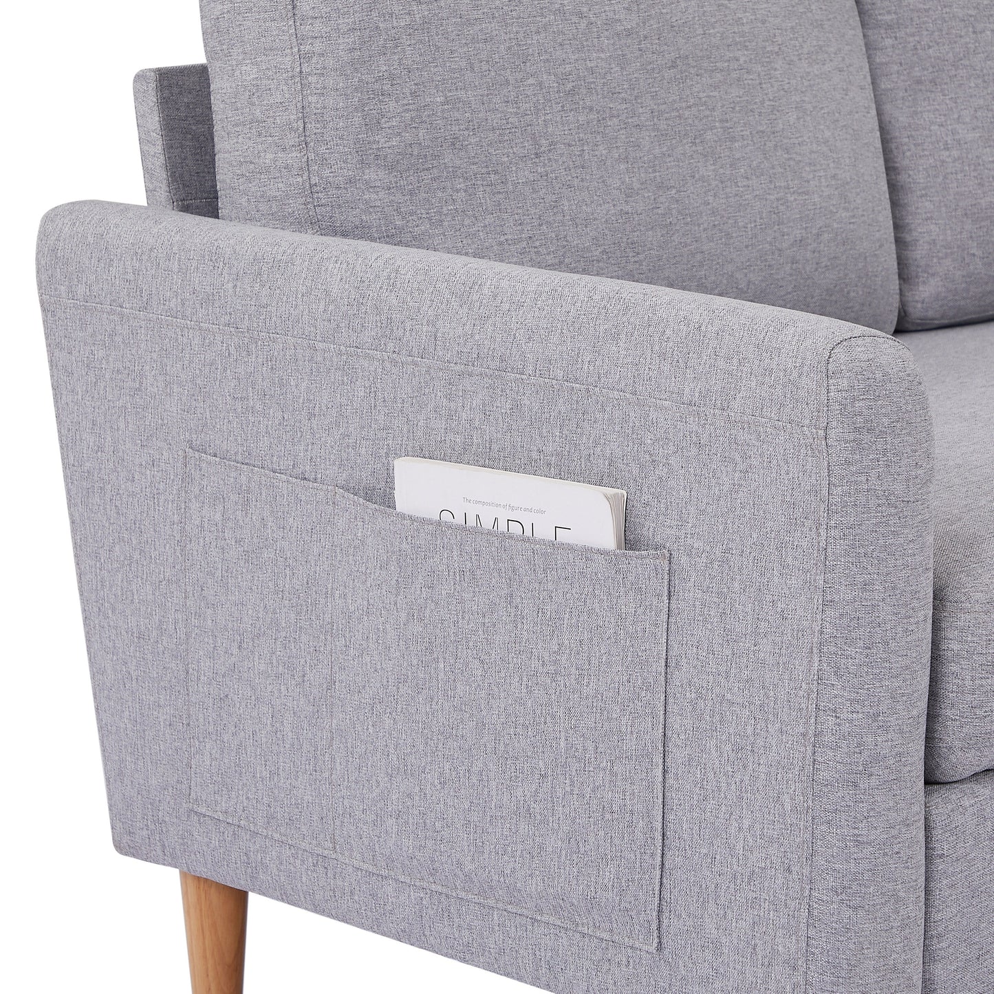 Canapé-lit 3 places réglable en tissu de 28,35 pouces avec méridienne, lit gigogne et poches de rangement pour accoudoirs