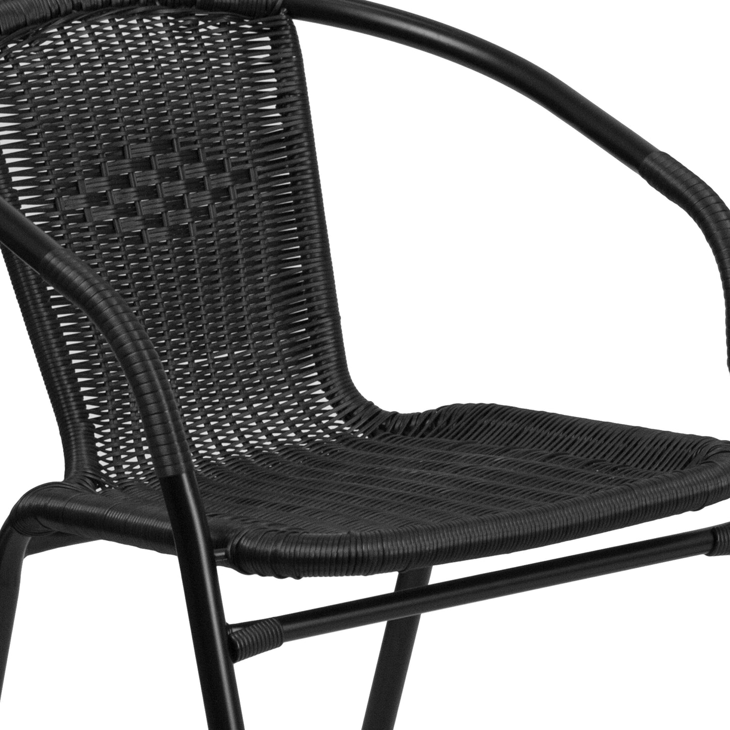 Ensemble de salle à manger de patio 3 pièces en métal et rotin avec table carrée de 28 pouces - 28 L x 28 P x 28 H