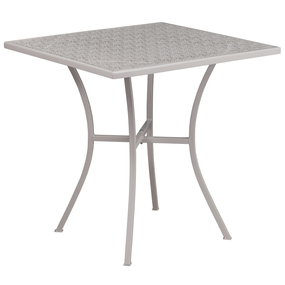 Ensemble de table de patio carrée en acier de 28 po pour intérieur et extérieur avec 2 chaises à dossier carré