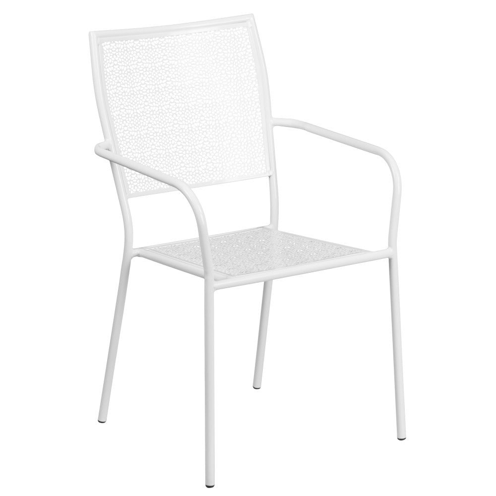 Ensemble de table de patio carrée en acier de 28 po pour intérieur et extérieur avec 2 chaises à dossier carré