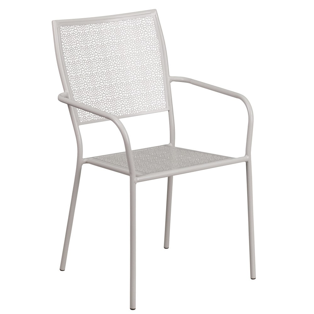 Ensemble de table de patio carrée en acier de 28 po pour intérieur et extérieur avec 2 chaises à dossier carré