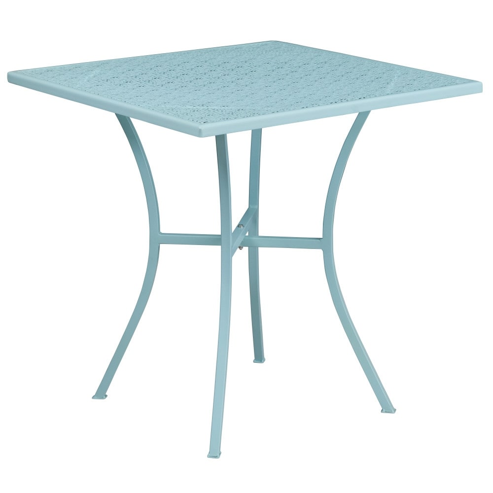 Ensemble de table de patio carrée en acier de 28 po pour intérieur et extérieur avec 2 chaises à dossier carré