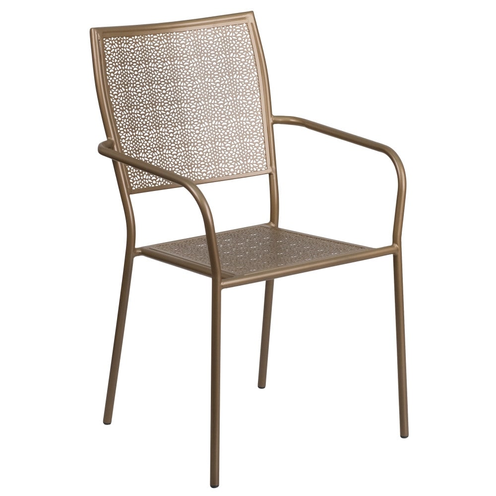 Ensemble de table de patio carrée en acier de 28 po pour intérieur et extérieur avec 2 chaises à dossier carré
