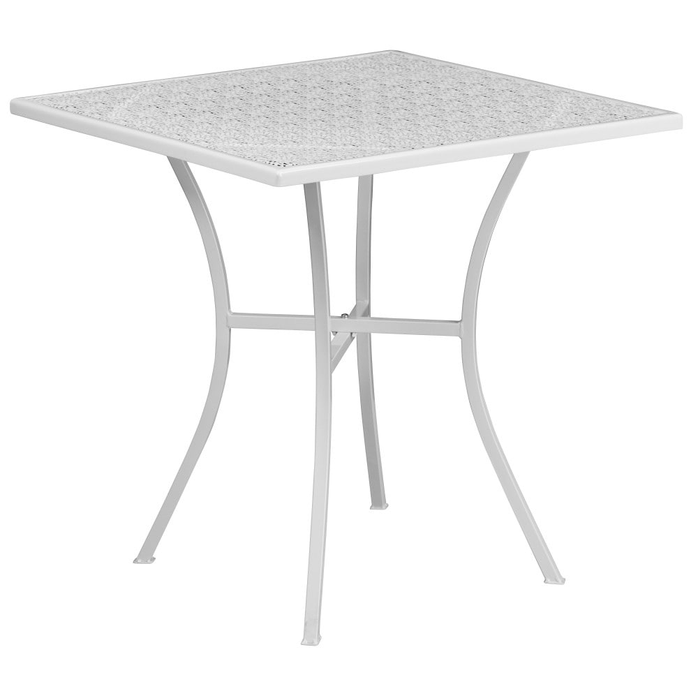 Ensemble de table de patio carrée en acier de 28 po pour intérieur et extérieur avec 2 chaises à dossier carré