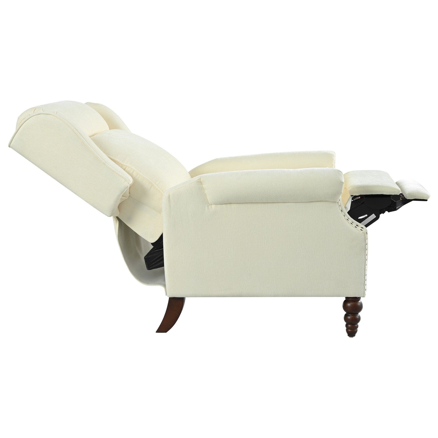 Fauteuil inclinable rembourré avec dossier à oreilles classique et pieds en bois massif en forme de gourde (29,75 $)